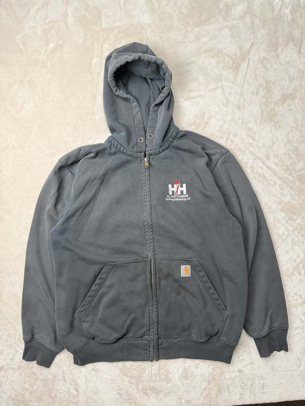 Carhartt Rain Defender Full Zip Hoodie Charcoal Gray H. Hathaway Embroidery
